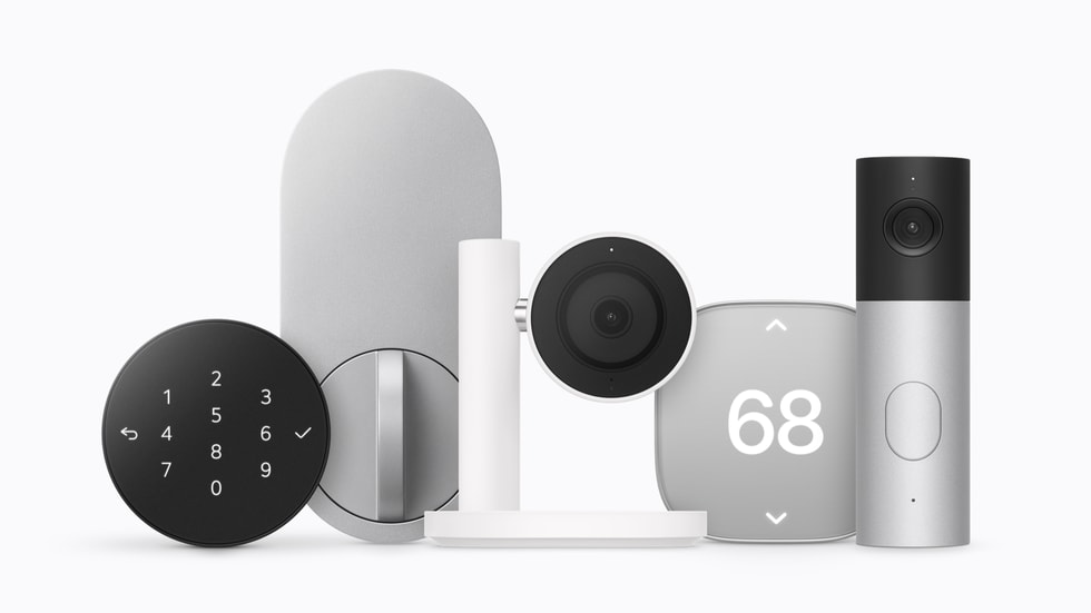 Apple Home Collection mit LG Kamera, Klingel, Türschloss und Schneider Electric Thermostat
