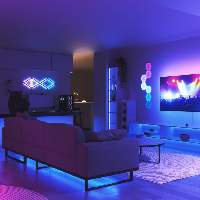 Nanoleaf Beleuchtung in einem vernetzten Wohnzimmer als Beispiel für die neue MCP Steuerung