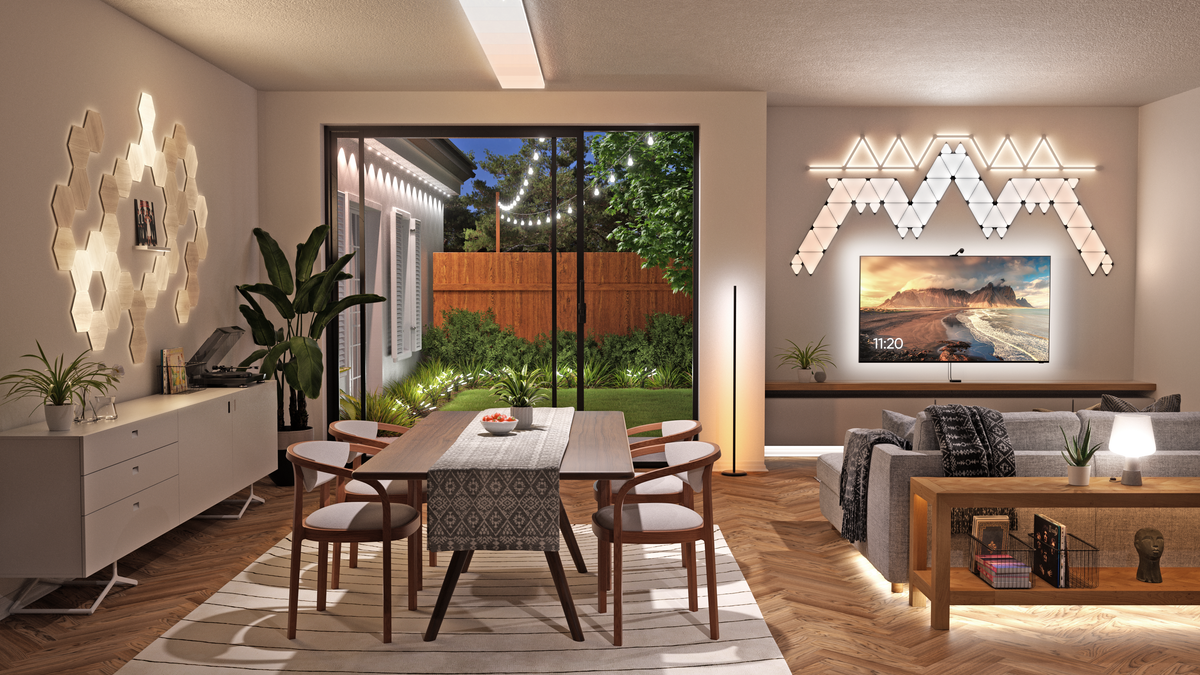 Verschiedene Nanoleaf Smart Lighting Produkte im Wohnbereich